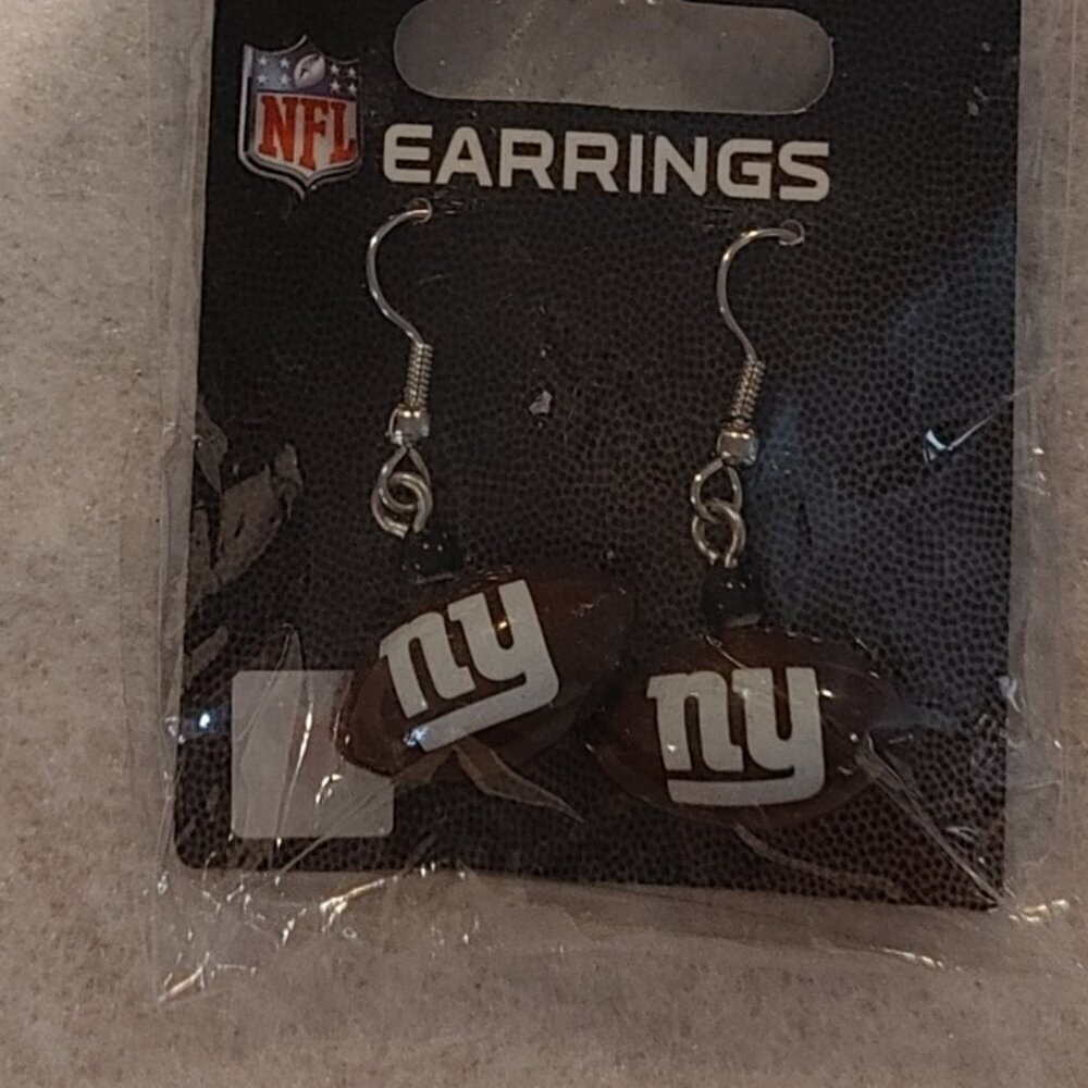 NY New York Giants Mini Football Earings - Picture 2 of 3